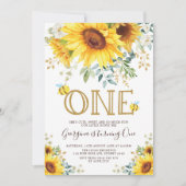 ハニービーサンフラワー1stバースデーサマーフローラ 招待状 (正面)
