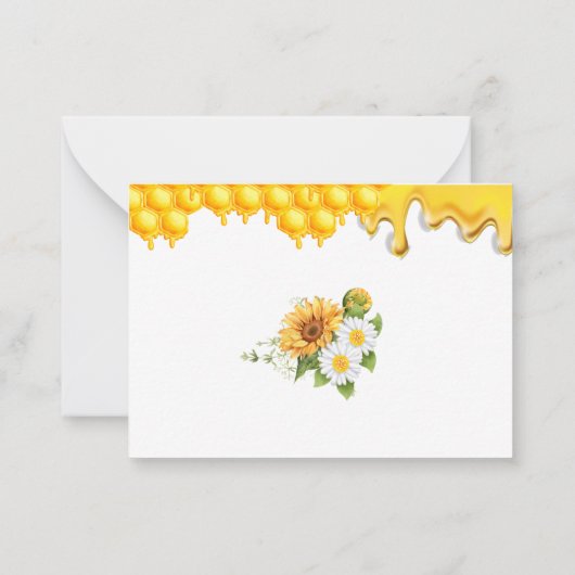 ハニービースイートイエローフローラひまわり水彩 ノートカード (裏面)