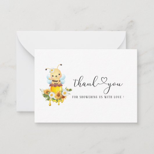 ハニービースイートイエローフローラひまわり水彩 ノートカード (正面)