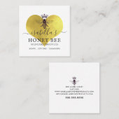 ハニービースキンケアゴールドフォイルオンホワイトビジネスカー スクエア名刺 (正面/裏面)