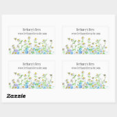 ハニービーズカモミールフラワーズスケッチ名前をカスタムする 長方形シール (シート)