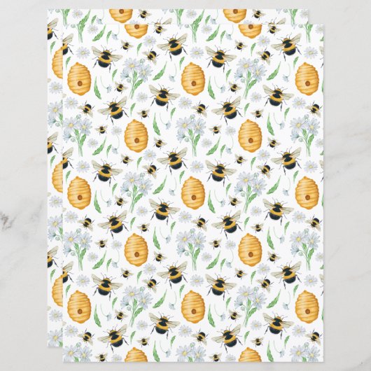 ハニービーズフローラスクラップブック紙 (正面/裏面)