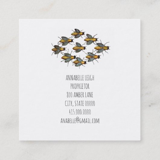 ハニービーズロゴ養蜂家 スクエア名刺 (裏面)