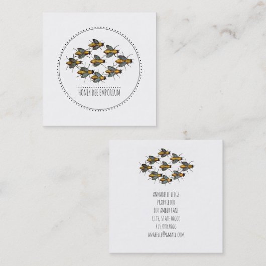 ハニービーズロゴ養蜂家 スクエア名刺 (正面/裏面)
