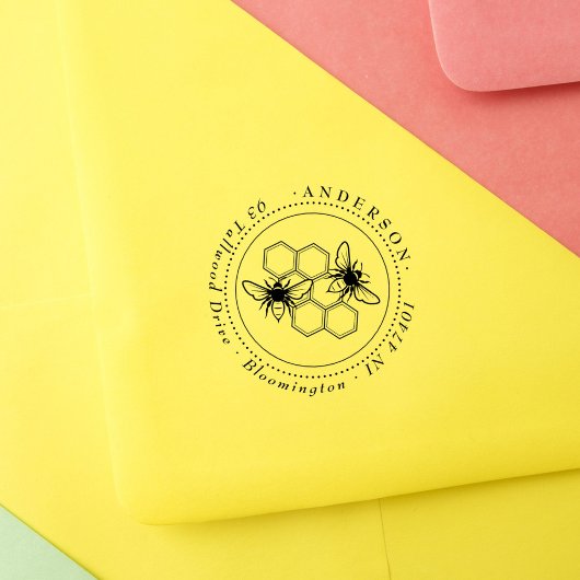 ハニービーズヴィンテージエレガントラウンド差出人住所 ラバースタンプ