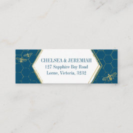 ハニービーティール（緑がかった色）金ゴールドパターンカスタムアドレスカード スキニー名刺