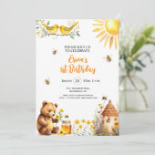 ハニービーテディベア1st誕生日招待状 招待状 (スタンド正面)