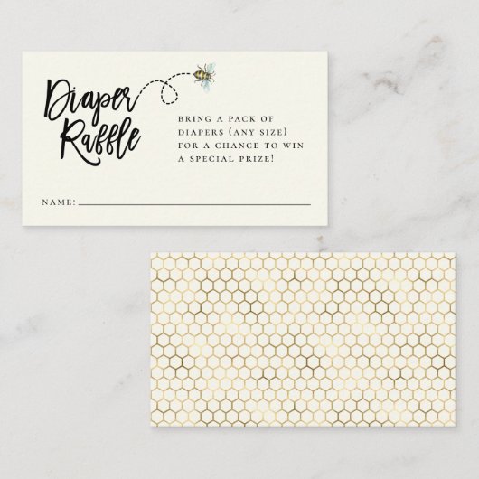 ハニービーテーマおむつラッフルエンクロージャカード プレイスカード (正面/裏面)