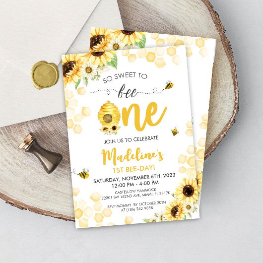 ハニービーデイサンフラワー誕生日招待状 招待状