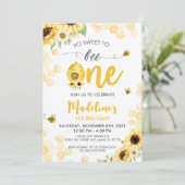 ハニービーデイサンフラワー誕生日招待状 招待状 (スタンド正面)