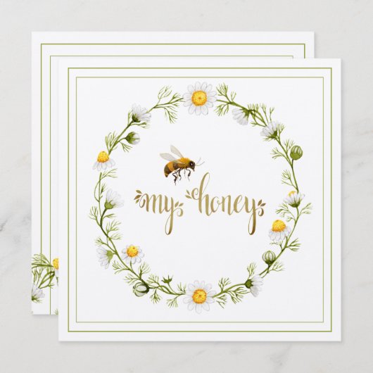 ハニービーデイジーリースビーマイハニーバレンタインデー シーズンカード (正面/裏面)