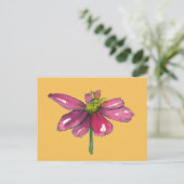 ハニービーデイジー花焼きオレンジ ポストカード (スタンド正面)