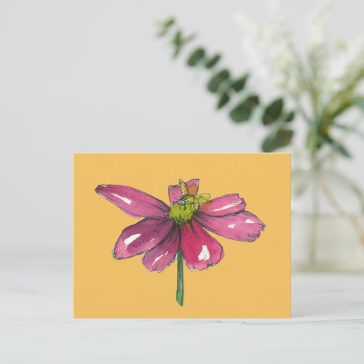 ハニービーデイジー花焼きオレンジ ポストカード (スタンド正面)