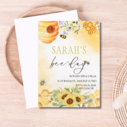 ハニービーデーをテーマにした誕生日パーティーの招待状 招待状