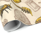 ハニービーハイブヴィンテージオーガニックナチュラル自然 ラッピングペーパー (ロールコーナー)