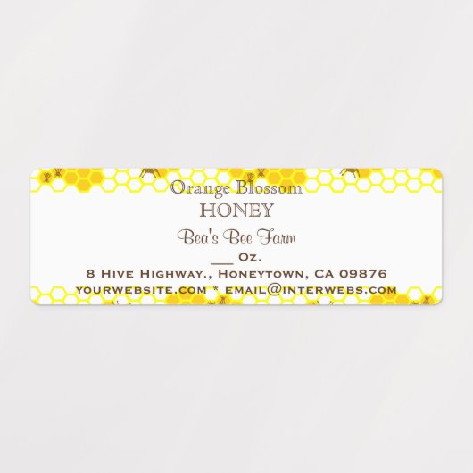 ハニービーハニカムアート編集可能2.25インチx 0.75インチ ラベル (デザイン1)