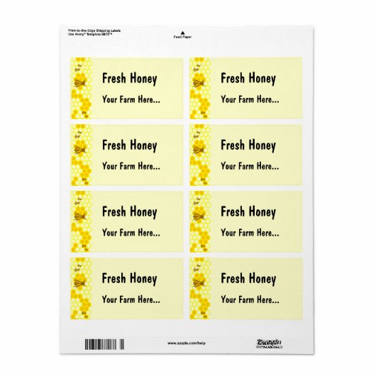 ハニービーハニカムカスタムラベル又は住所 シール (フルシート)