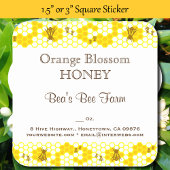 ハニービーハニカム編集可能3"スクエアステッカー スクエアシール