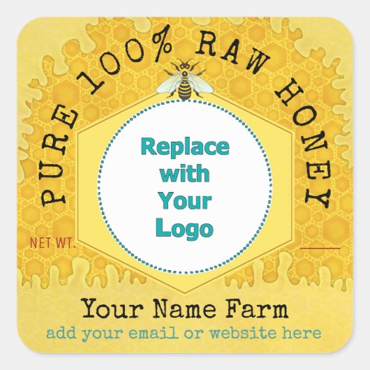 ハニービーハニージャールのロゴ |ハニカムビー スクエアシール (正面)