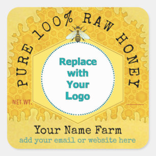 ハニービーハニージャールのロゴ ハニカムビー スクエアシール