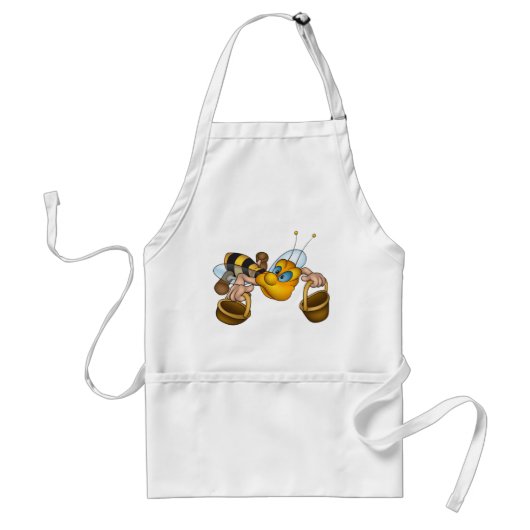ハニービーバスケッ忙しトおもしろいイラストレーション スタンダードエプロン (正面)