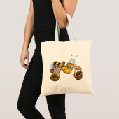 ハニービーバスケッ忙しトおもしろいイラストレーション トートバッグ