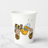 ハニービーバスケッ忙しトおもしろいイラストレーション 紙コップ (正面)