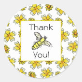 ハニービーバターカップ水彩フラワーサンキュー ラウンドシール (正面)