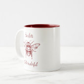 ハニービーバーガンディーホワイトパーソナライズコーヒーマグ ツートーンマグカップ (正面左)