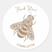ハニービーパーソナライズされたありがとう ラウンドシール (正面)