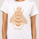 ハニービーパーソナライズされた Tシャツ<br><div class="desc">黄金のフローラハチミツは、自然や授粉者を愛する人のために。オリジナルアートby Nic Squirrell.パーソナライズする名前または文字の変更。</div>