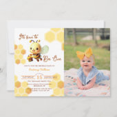 ハニービーファーストおもしろいに誕生日 招待状 (正面)