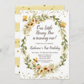 ハニービーファースト誕生日招待状 招待状 (正面/裏面)