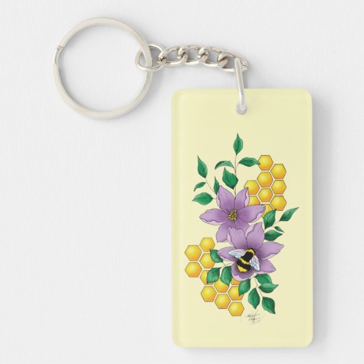 ハニービーファームイエローラベンダー キーホルダー (正面)