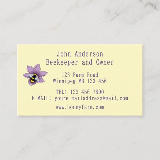 ハニービーファームイエローラベンダー 名刺 (正面)