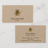 ハニービーファームビーキーパーアピアリストミツバチ 名刺 (正面/裏面)
