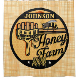 ハニービーファーム名パーソナライズされたスイートビーハイブ シャワーカーテン
