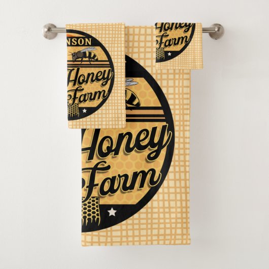 ハニービーファーム名パーソナライズされたスイートビーハイブ バスタオルセット (インサイチュ)