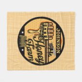 ハニービーファーム名パーソナライズされたスイートビーハイブ フリースブランケット (正面(横))