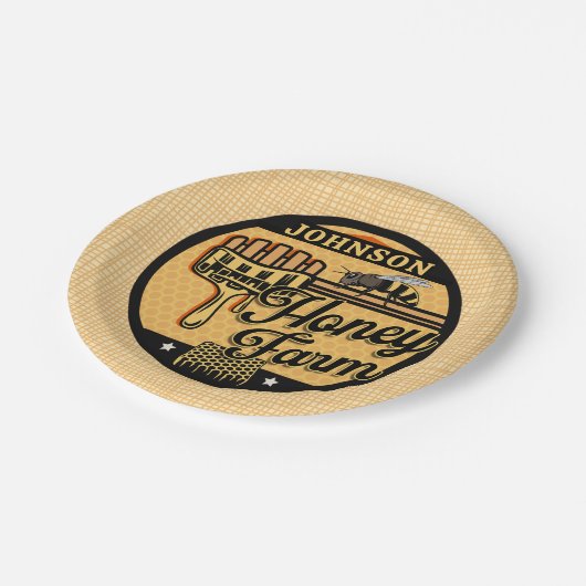 ハニービーファーム名パーソナライズされたスイートビーハイブ ペーパープレート (アングル)