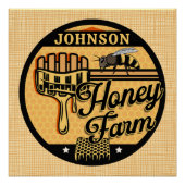 ハニービーファーム名パーソナライズされたスイートビーハイブ ポスター (正面)