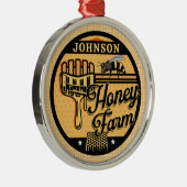 ハニービーファーム名パーソナライズされたスイートビーハイブ メタルオーナメント (右)