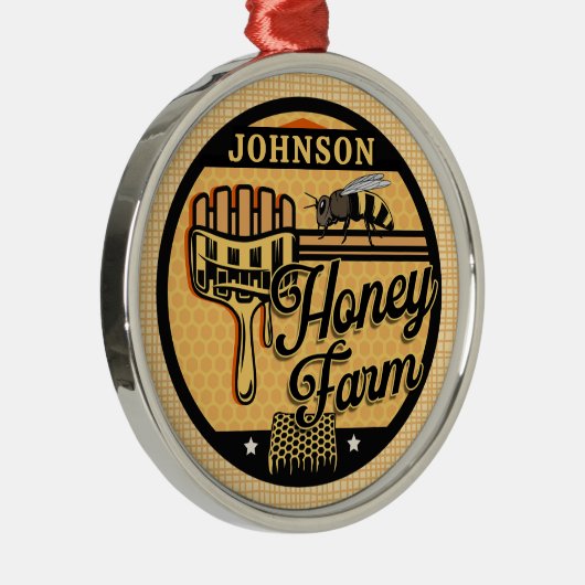 ハニービーファーム名パーソナライズされたスイートビーハイブ メタルオーナメント (右)
