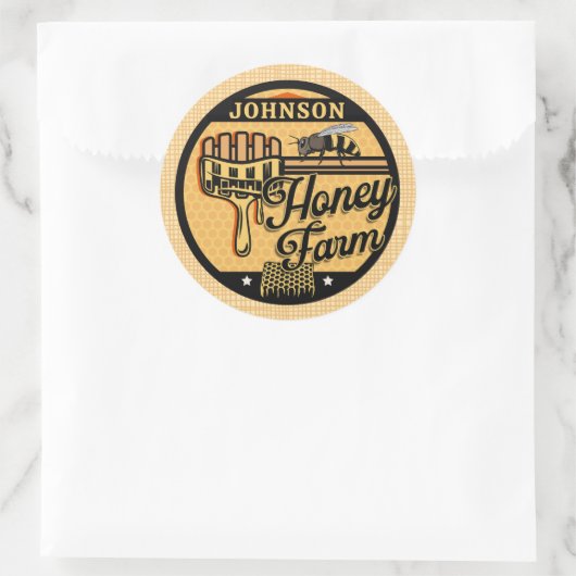 ハニービーファーム名パーソナライズされたスイートビーハイブ ラウンドシール (バッグ)