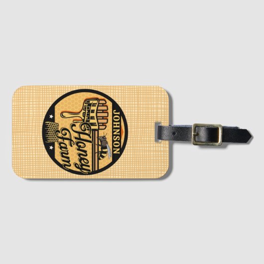 ハニービーファーム名パーソナライズされたスイートビーハイブ ラゲッジタグ (正面横)