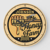ハニービーファーム名パーソナライズされたスイートビーハイブ ラージ壁時計 (正面)