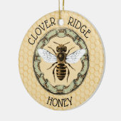 ハニービーファーム養蜂家ラベル セラミックオーナメント (左)