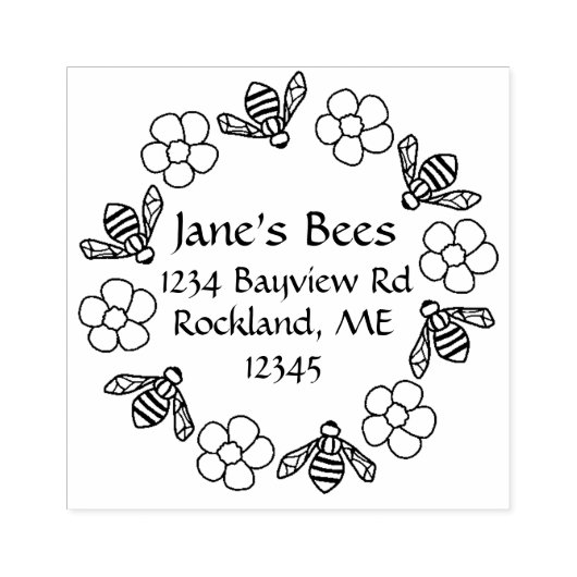 ハニービーフラワーズ名前をカスタムする ラバースタンプ (インプリント)