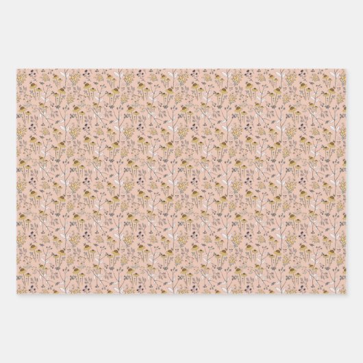 ハニービーフローラオンピンク ラッピングペーパーシート (正面)