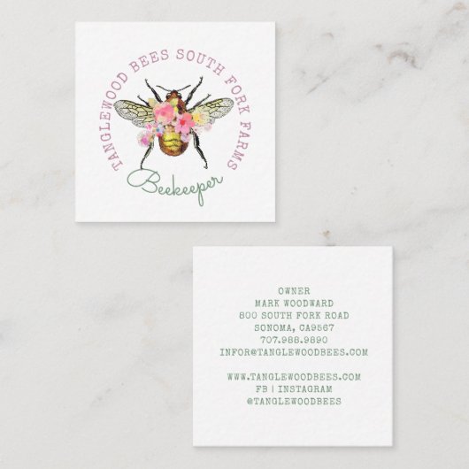 ハニービーフローラスクエアビジネスカード スクエア名刺 (正面/裏面)